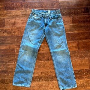 Cinch Blue Relaxed Fit Jeans with Straight Leg Cut and Distressed Look